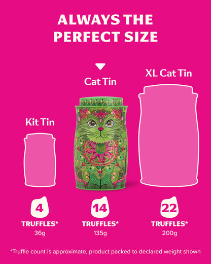 Monty Bojangles Kit-Tins Cocoa Dusted Chocolate Truffles Gift Set (4 x 36g) Four Flavours In One, Luxury Chocolatey Truffles - Collectable Cat Tins, Truffles Chocolate Gift Box With Bespoke Design