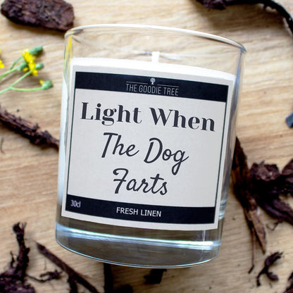 Light When the Dog Farts Fresh Linen Scented Candle 30cl