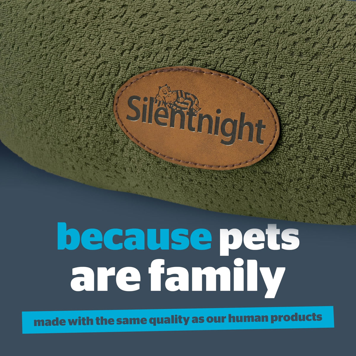 Silentnight Airmax Pet Bed - Comfortable Support for Head & Body - Breathable Prevent Overheating - Reversible Removable Cushion & Non-Slip Base - Easy Clean Machine Washable Dog Bed, Green, Small