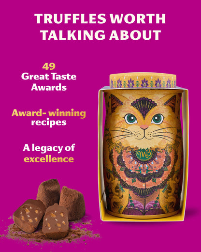 Monty Bojangles Kit-Tins Cocoa Dusted Chocolate Truffles Gift Set (4 x 36g) Four Flavours In One, Luxury Chocolatey Truffles - Collectable Cat Tins, Truffles Chocolate Gift Box With Bespoke Design