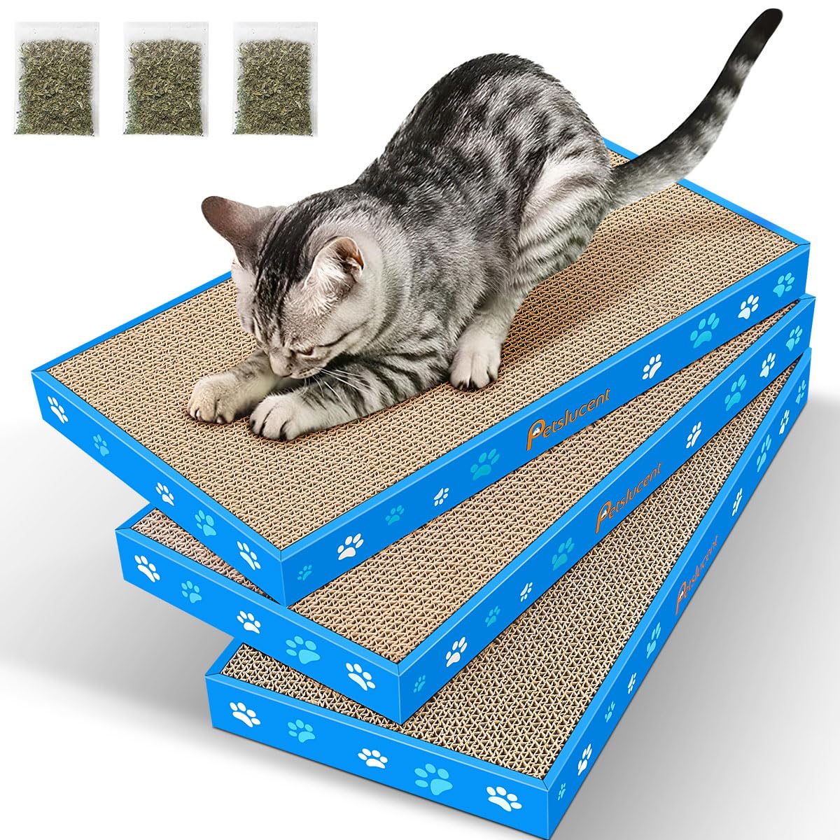 Double-Sided Corrugated Cat Scratching Board with Catnip 1PCS