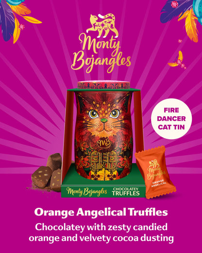 Monty Bojangles Kit-Tins Cocoa Dusted Chocolate Truffles Gift Set (4 x 36g) Four Flavours In One, Luxury Chocolatey Truffles - Collectable Cat Tins, Truffles Chocolate Gift Box With Bespoke Design