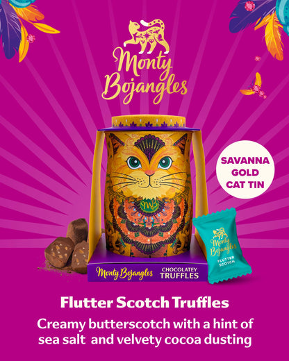 Monty Bojangles Kit-Tins Cocoa Dusted Chocolate Truffles Gift Set (4 x 36g) Four Flavours In One, Luxury Chocolatey Truffles - Collectable Cat Tins, Truffles Chocolate Gift Box With Bespoke Design