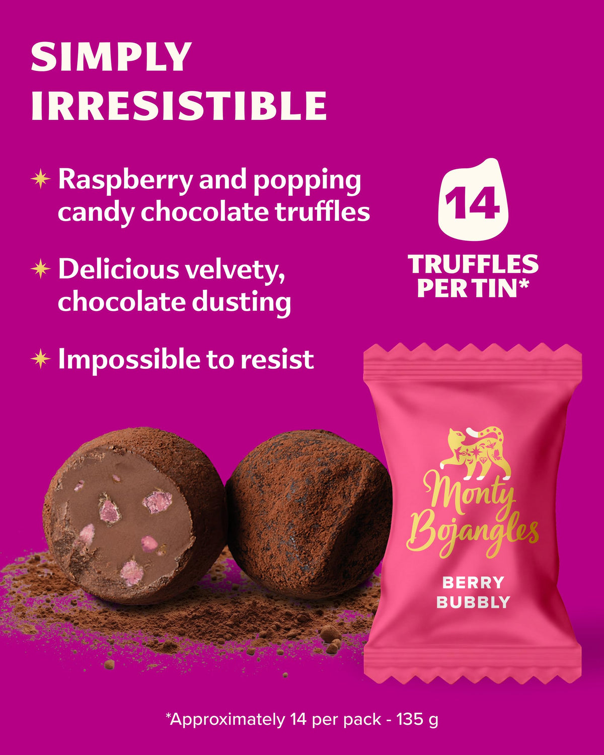 Monty Bojangles Kit-Tins Cocoa Dusted Chocolate Truffles Gift Set (4 x 36g) Four Flavours In One, Luxury Chocolatey Truffles - Collectable Cat Tins, Truffles Chocolate Gift Box With Bespoke Design