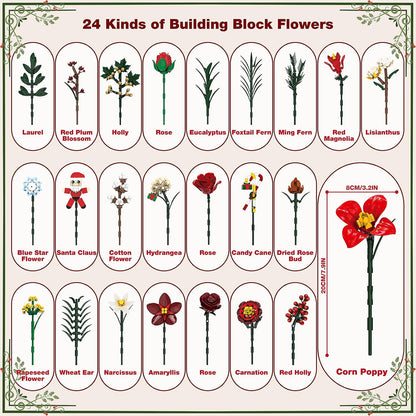 SANHSEHOME Flower Bouquet Advent Calendar 2026, 24-Day Christmas Countdown