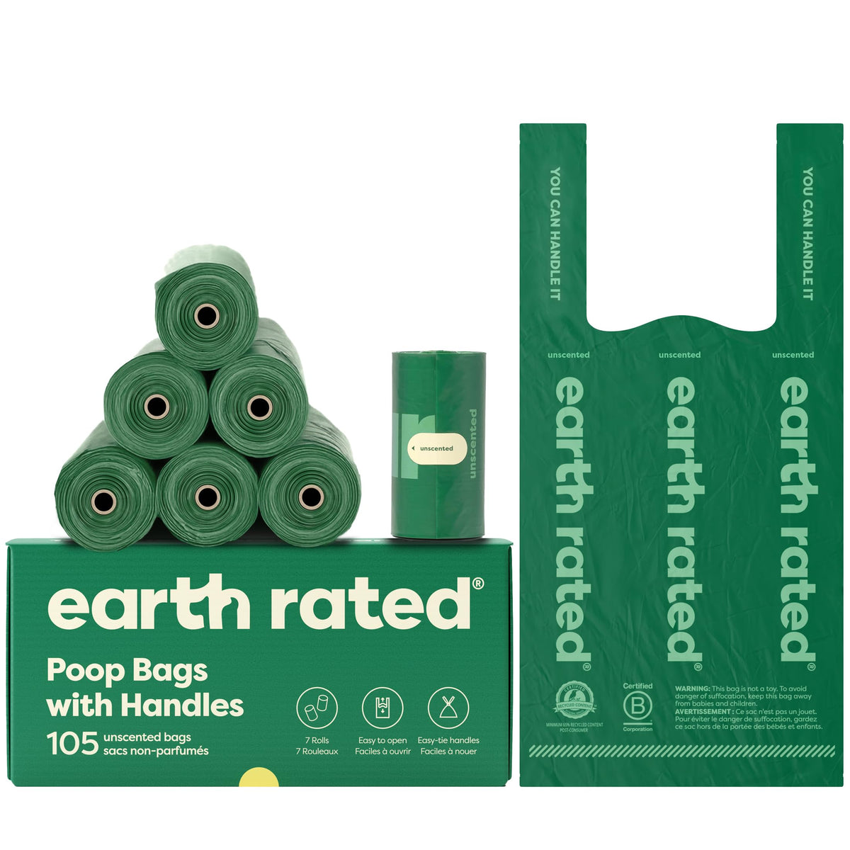 Dog Poop Bags with Tie Handles 105 Count