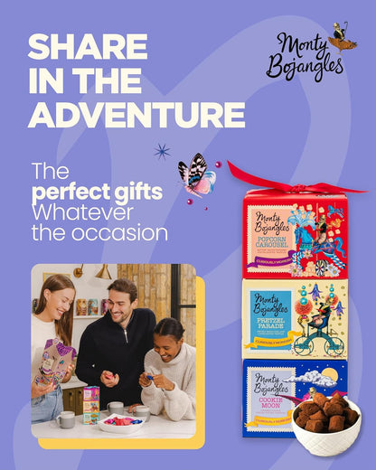 Monty Bojangles Cocoa Dusted Truffles Gift Tower (3 x 100g Pack)- 3 Luxury Chocolate Truffle Boxes - Choccy Scoffy, Scrumple Nutty & Flutter Scotch- The Perfect Chocolate Gift Box Selection