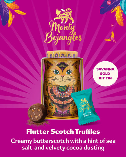 Monty Bojangles Kit-Tins Cocoa Dusted Chocolate Truffles Gift Set (4 x 36g) Four Flavours In One, Luxury Chocolatey Truffles - Collectable Cat Tins, Truffles Chocolate Gift Box With Bespoke Design