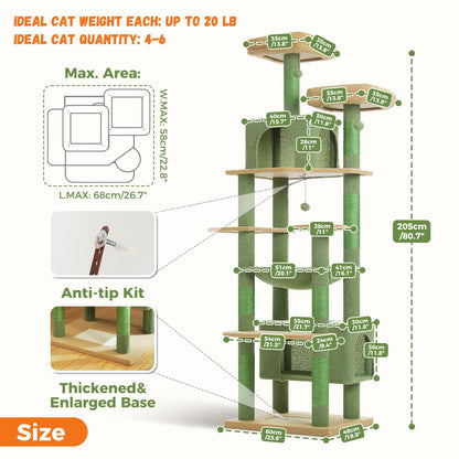 184cm Tall Cat Tree Tower for Large Cats