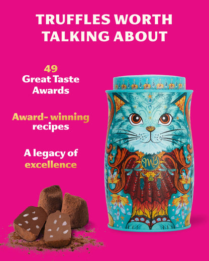 Monty Bojangles Kit-Tins Cocoa Dusted Chocolate Truffles Gift Set (4 x 36g) Four Flavours In One, Luxury Chocolatey Truffles - Collectable Cat Tins, Truffles Chocolate Gift Box With Bespoke Design