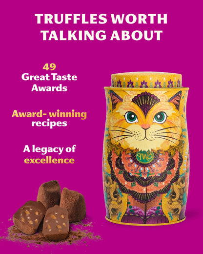Monty Bojangles Kit-Tins Cocoa Dusted Chocolate Truffles Gift Set (4 x 36g) Four Flavours In One, Luxury Chocolatey Truffles - Collectable Cat Tins, Truffles Chocolate Gift Box With Bespoke Design