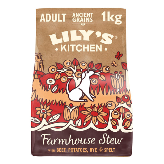 Natural Adult Dry Dog Food Beef Stew with Ancient Grains 1kg