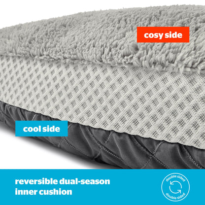 Silentnight Airmax Pet Bed - Comfortable Support for Head & Body - Breathable Prevent Overheating - Reversible Removable Cushion & Non-Slip Base - Easy Clean Machine Washable Dog Bed, Green, Small