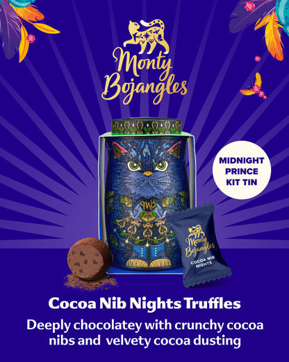 Monty Bojangles Kit-Tins Cocoa Dusted Chocolate Truffles Gift Set (4 x 36g) Four Flavours In One, Luxury Chocolatey Truffles - Collectable Cat Tins, Truffles Chocolate Gift Box With Bespoke Design