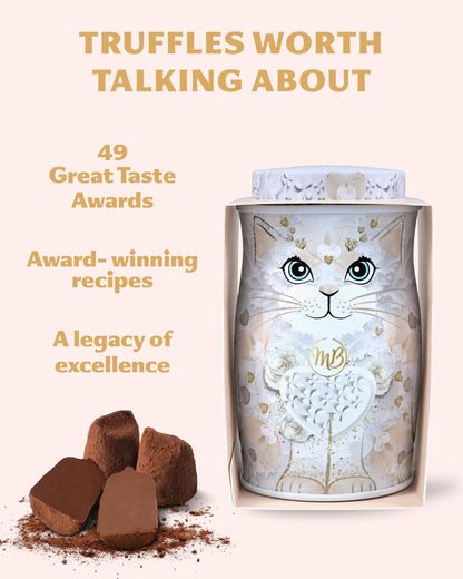 Monty Bojangles Kit-Tins Cocoa Dusted Chocolate Truffles Gift Set (4 x 36g) Four Flavours In One, Luxury Chocolatey Truffles - Collectable Cat Tins, Truffles Chocolate Gift Box With Bespoke Design