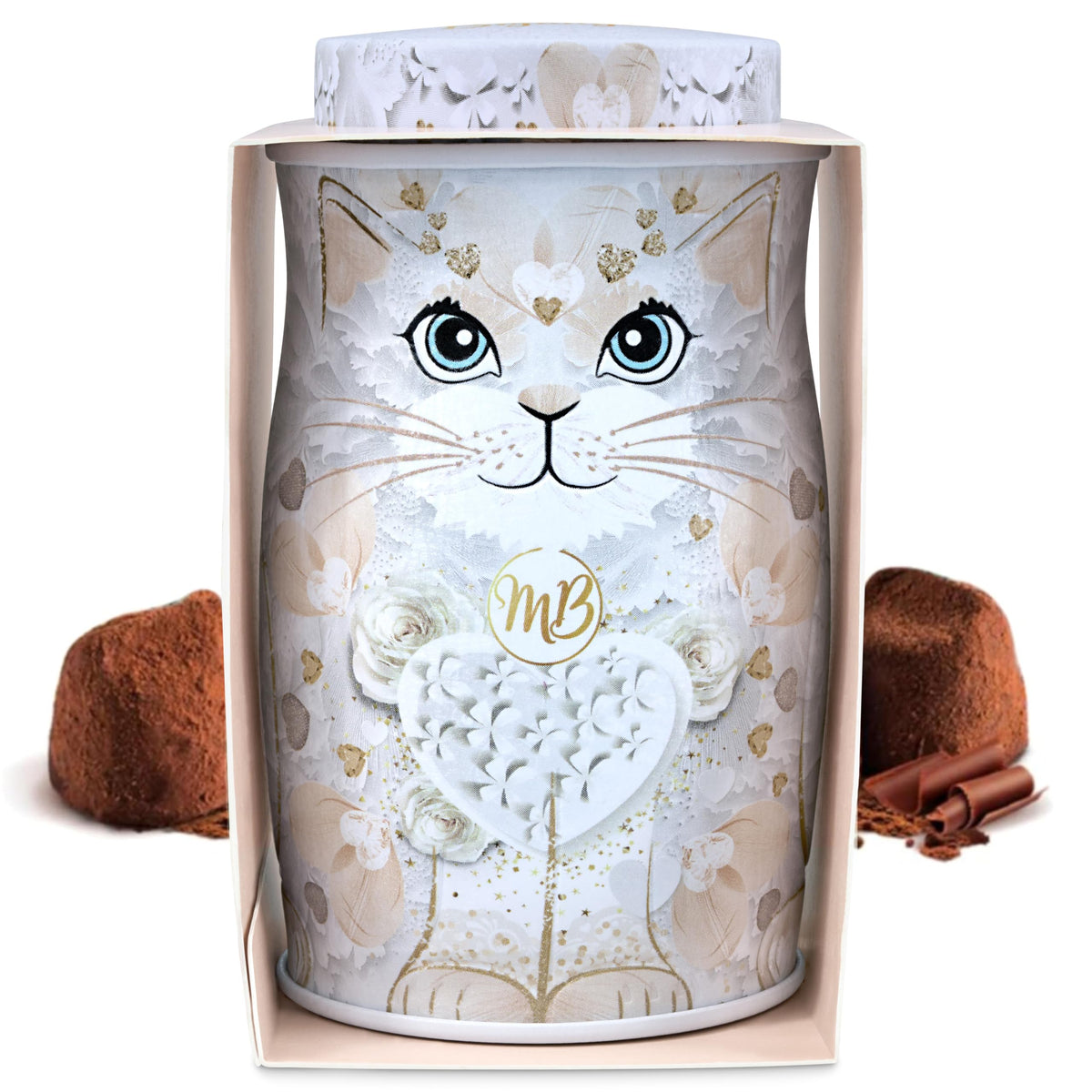 Monty Bojangles Kit-Tins Cocoa Dusted Chocolate Truffles Gift Set (4 x 36g) Four Flavours In One, Luxury Chocolatey Truffles - Collectable Cat Tins, Truffles Chocolate Gift Box With Bespoke Design