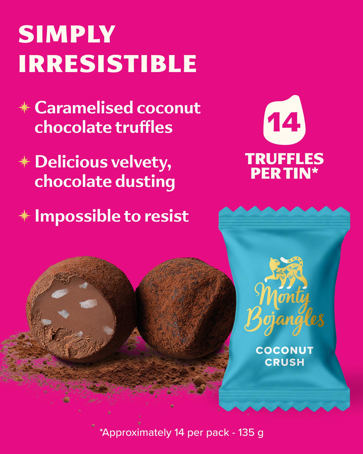 Monty Bojangles Kit-Tins Cocoa Dusted Chocolate Truffles Gift Set (4 x 36g) Four Flavours In One, Luxury Chocolatey Truffles - Collectable Cat Tins, Truffles Chocolate Gift Box With Bespoke Design
