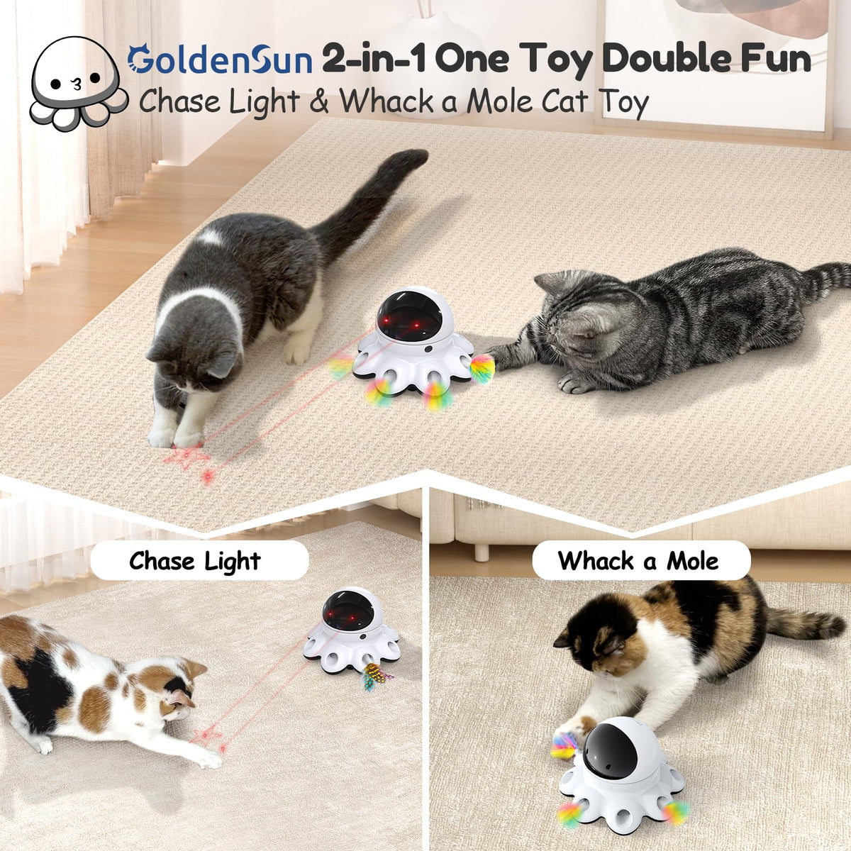 2-in-1 Interactive Automatic Cat Toy
