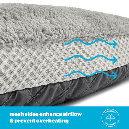 Silentnight Airmax Pet Bed - Comfortable Support for Head & Body - Breathable Prevent Overheating - Reversible Removable Cushion & Non-Slip Base - Easy Clean Machine Washable Dog Bed, Green, Small