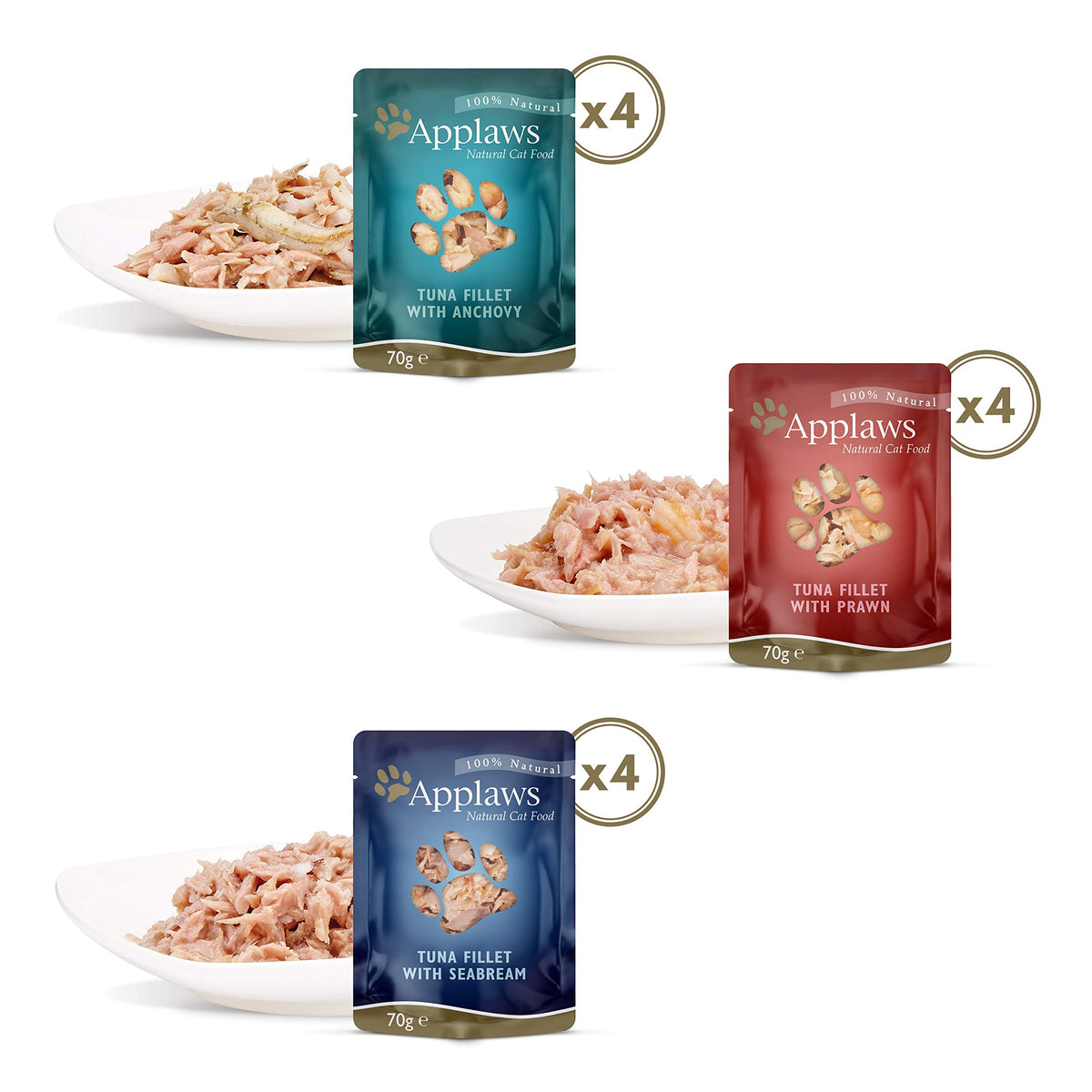 Natural Wet Cat Food Tuna Selection in Broth 12 x 70g Pouches
