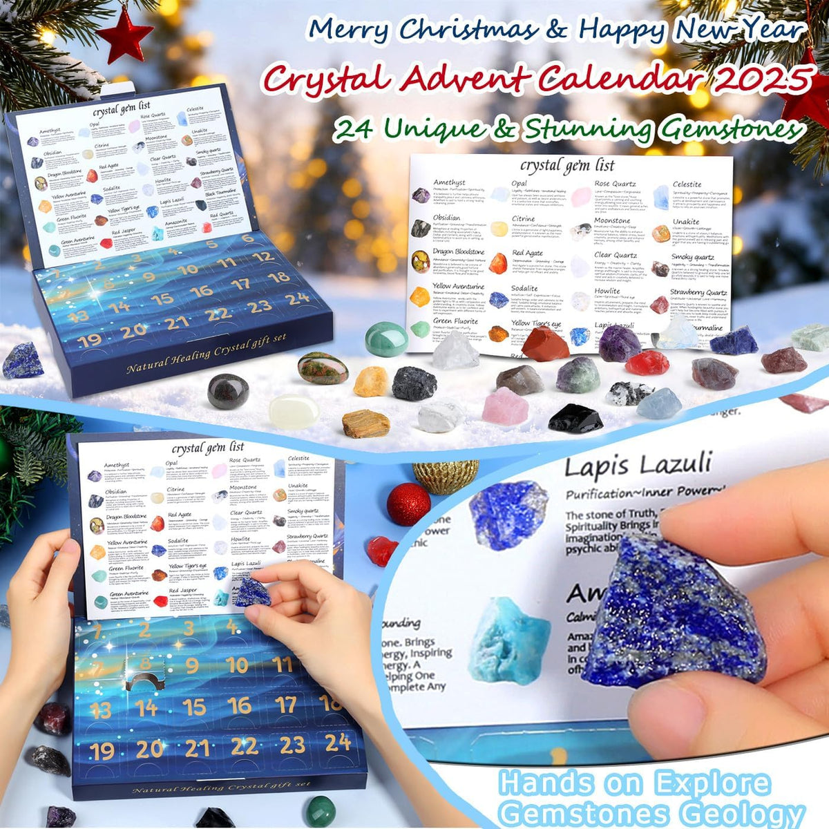 Crystal Advent Calendar 2026 Christmas 24 Gemstones Countdown Calendar 2026