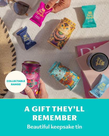 Monty Bojangles Kit-Tins Cocoa Dusted Chocolate Truffles Gift Set (4 x 36g) Four Flavours In One, Luxury Chocolatey Truffles - Collectable Cat Tins, Truffles Chocolate Gift Box With Bespoke Design
