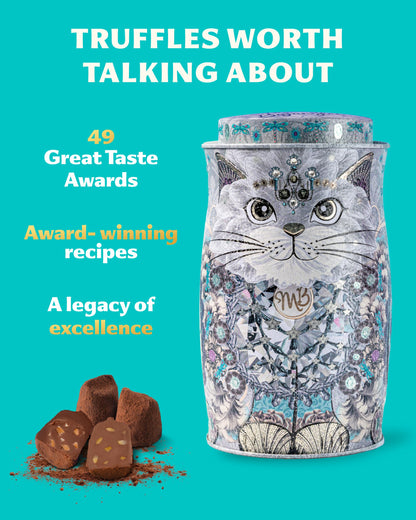 Monty Bojangles Kit-Tins Cocoa Dusted Chocolate Truffles Gift Set (4 x 36g) Four Flavours In One, Luxury Chocolatey Truffles - Collectable Cat Tins, Truffles Chocolate Gift Box With Bespoke Design