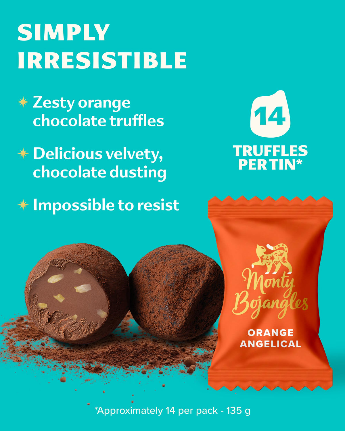 Monty Bojangles Kit-Tins Cocoa Dusted Chocolate Truffles Gift Set (4 x 36g) Four Flavours In One, Luxury Chocolatey Truffles - Collectable Cat Tins, Truffles Chocolate Gift Box With Bespoke Design