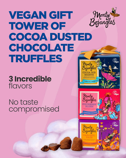 Monty Bojangles Cocoa Dusted Truffles Gift Tower (3 x 100g Pack)- 3 Luxury Chocolate Truffle Boxes - Choccy Scoffy, Scrumple Nutty & Flutter Scotch- The Perfect Chocolate Gift Box Selection