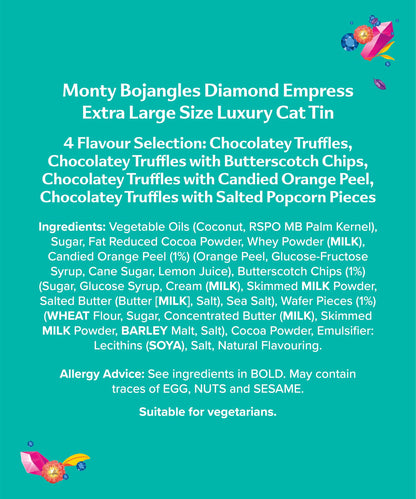 Monty Bojangles Kit-Tins Cocoa Dusted Chocolate Truffles Gift Set (4 x 36g) Four Flavours In One, Luxury Chocolatey Truffles - Collectable Cat Tins, Truffles Chocolate Gift Box With Bespoke Design
