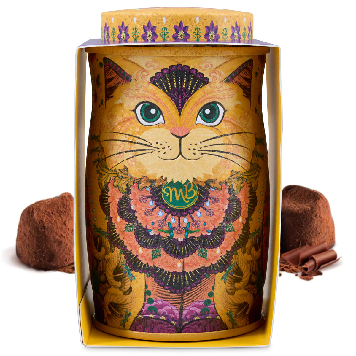Monty Bojangles Kit-Tins Cocoa Dusted Chocolate Truffles Gift Set (4 x 36g) Four Flavours In One, Luxury Chocolatey Truffles - Collectable Cat Tins, Truffles Chocolate Gift Box With Bespoke Design