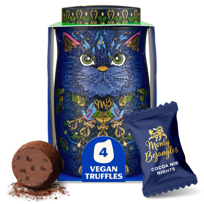 Monty Bojangles Kit-Tins Cocoa Dusted Chocolate Truffles Gift Set (4 x 36g) Four Flavours In One, Luxury Chocolatey Truffles - Collectable Cat Tins, Truffles Chocolate Gift Box With Bespoke Design