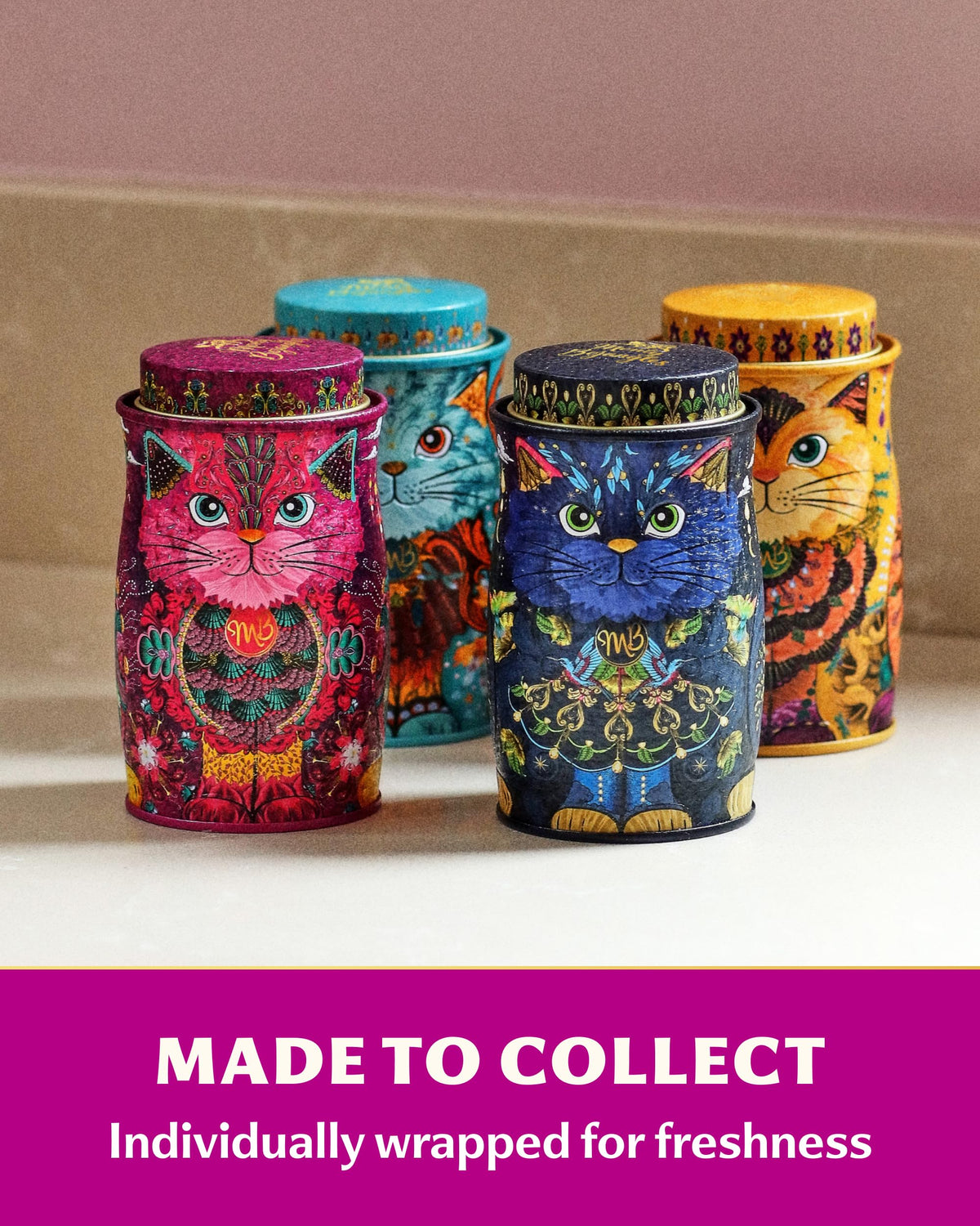 Monty Bojangles Kit-Tins Cocoa Dusted Chocolate Truffles Gift Set (4 x 36g) Four Flavours In One, Luxury Chocolatey Truffles - Collectable Cat Tins, Truffles Chocolate Gift Box With Bespoke Design
