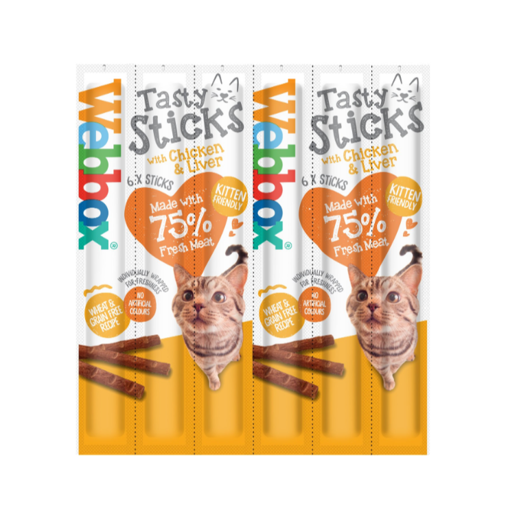 Webbox Tasty Sticks Cat Chicken & Liver 12 x 6 - Sayby’s Sanctuary 
