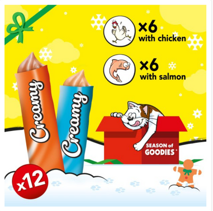 Dreamies Creamy Snack with Chicken & Salmon x12 10g - Sayby’s Sanctuary 