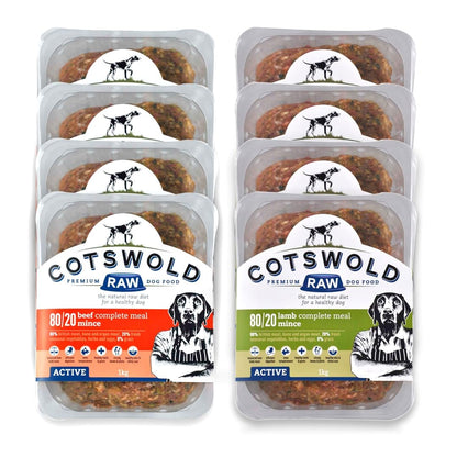 Cotswold RAW Raw Dog Food, Active 80/20 Mince, Adult Dog Food, BARF Premium British Meat Raw for All Dogs, Frozen Meal, Chicken and Turkey Mince - 7kg - Sayby’s