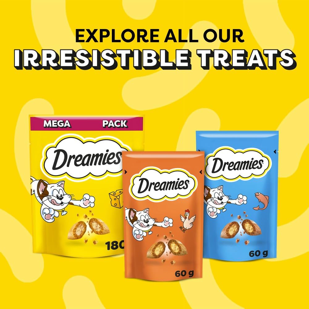 DREAMIES - Cat Treats - 12 x 60g - Multipack Biscuits - Variety Snack Box - 12 Pouches - Sayby’s