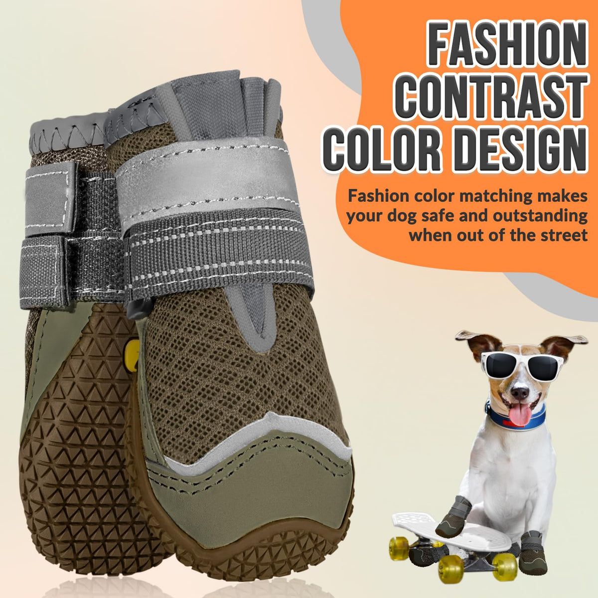 Eyein Dog Boots Paw Protector, Breathable Dog Boots for Injured Paws Waterproof, Dual Adjustable Washable Non-Slip Dog Shoes for Walking, Reflective Dog Shoes for Small Medium Large Dogs(2pcs) - Sayby’s