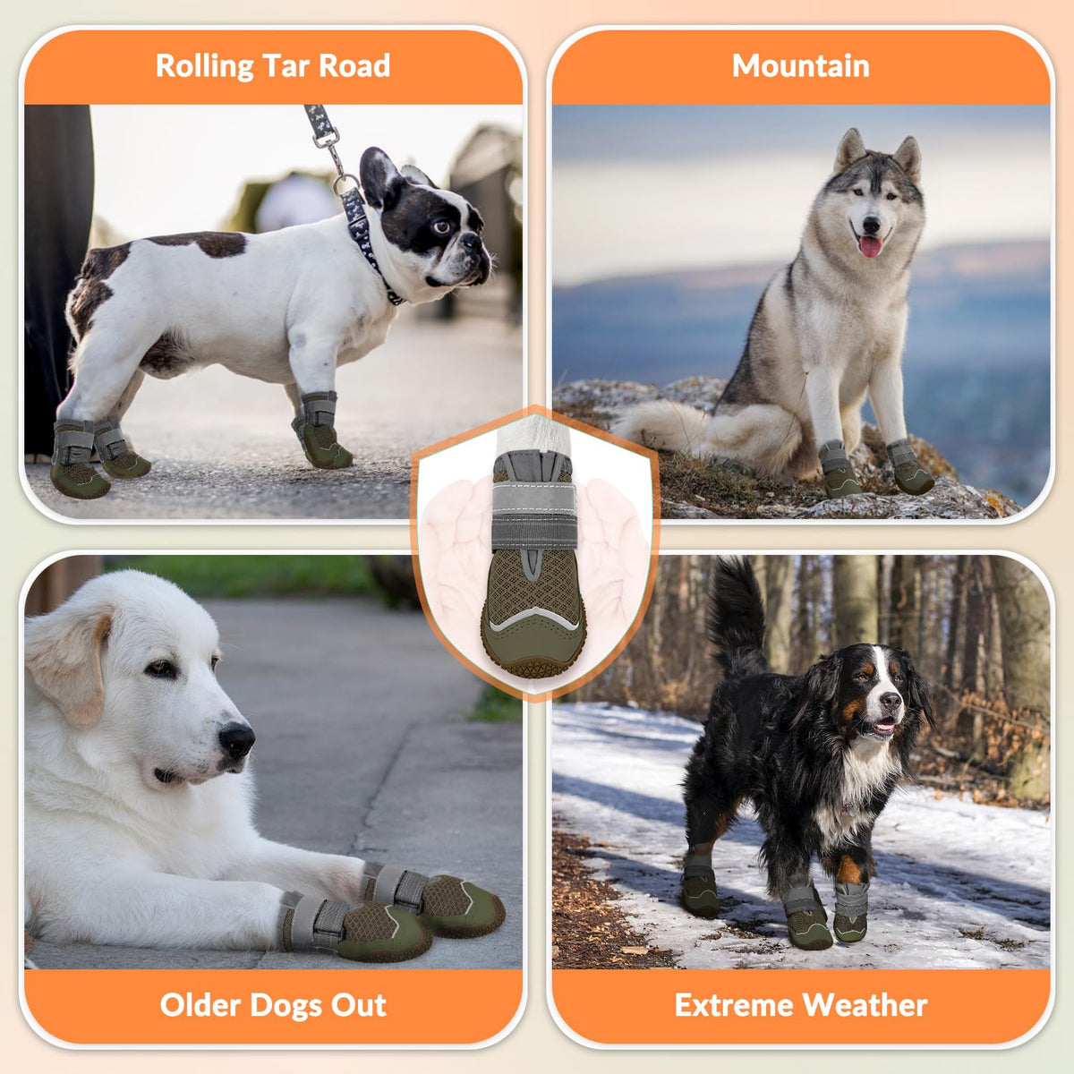 Eyein Dog Boots Paw Protector, Breathable Dog Boots for Injured Paws Waterproof, Dual Adjustable Washable Non-Slip Dog Shoes for Walking, Reflective Dog Shoes for Small Medium Large Dogs(2pcs) - Sayby’s