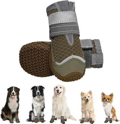 Eyein Dog Boots Paw Protector, Breathable Dog Boots for Injured Paws Waterproof, Dual Adjustable Washable Non-Slip Dog Shoes for Walking, Reflective Dog Shoes for Small Medium Large Dogs(2pcs) - Sayby’s