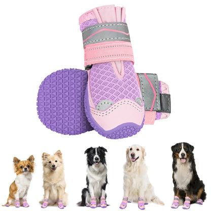 Eyein Dog Boots Paw Protector, Breathable Dog Boots for Injured Paws Waterproof, Dual Adjustable Washable Non-Slip Dog Shoes for Walking, Reflective Dog Shoes for Small Medium Large Dogs(2pcs) - Sayby’s