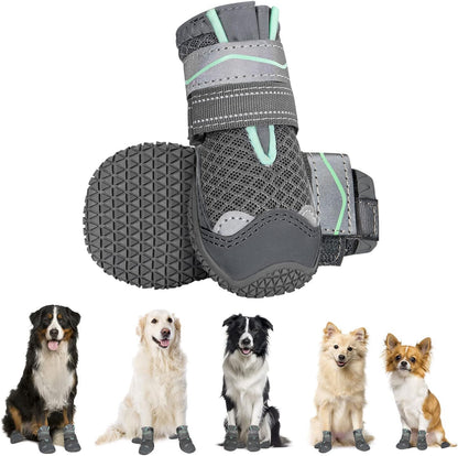 Eyein Dog Boots Paw Protector, Breathable Dog Boots for Injured Paws Waterproof, Dual Adjustable Washable Non-Slip Dog Shoes for Walking, Reflective Dog Shoes for Small Medium Large Dogs(2pcs) - Sayby’s