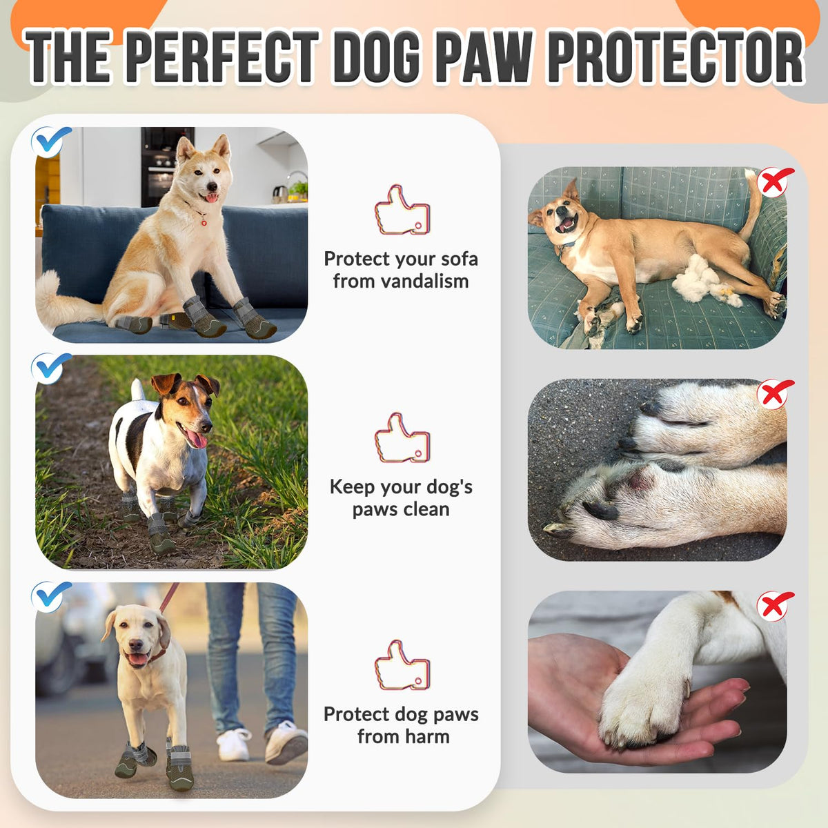 Eyein Dog Boots Paw Protector, Breathable Dog Boots for Injured Paws Waterproof, Dual Adjustable Washable Non-Slip Dog Shoes for Walking, Reflective Dog Shoes for Small Medium Large Dogs(2pcs) - Sayby’s