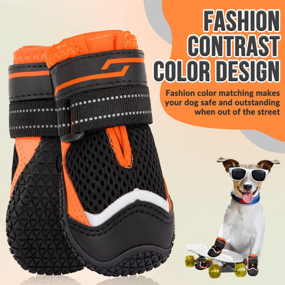 Eyein Dog Boots Paw Protector, Breathable Dog Boots for Injured Paws Waterproof, Dual Adjustable Washable Non-Slip Dog Shoes for Walking, Reflective Dog Shoes for Small Medium Large Dogs(2pcs) - Sayby’s