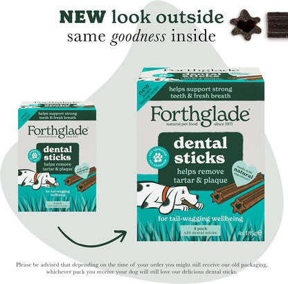 Forthglade Natural Dog Dental Sticks (20 Sticks) - Plant-Based & Grain Free Dog Treats, Dental Chews for Fresh Breath, Removes Plaque and Tartar, Resealable Bags - Sayby’s