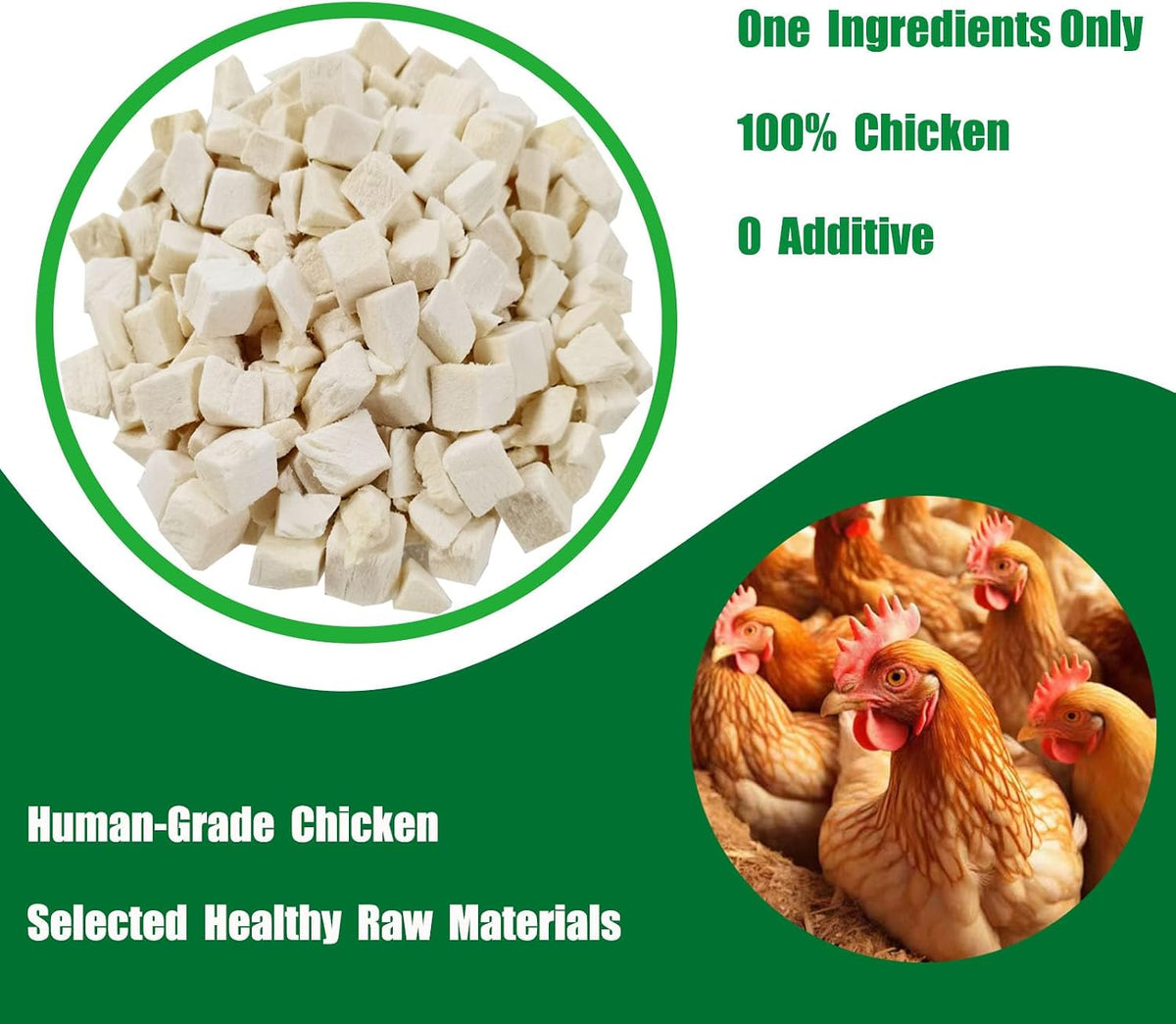 Freeze Dried Chicken Breast Cat Treats and Food 100g 100% Chicken Natural Grain Free Allergen-Free & Hypoallergenic Easy Digestion Nibbles Nutritious Cat, Kitten and Dog Snacks(Small-Sized Cube 10mm) - Sayby’s