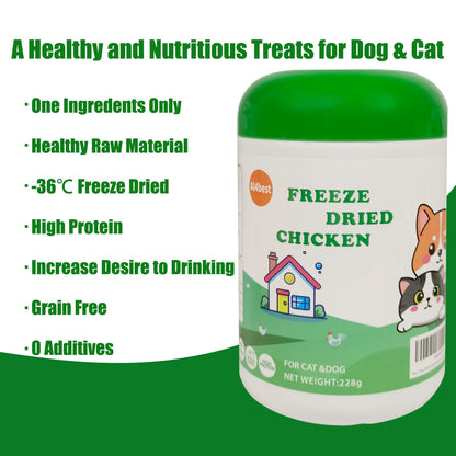 Freeze Dried Chicken Breast Cat Treats and Food 100g 100% Chicken Natural Grain Free Allergen-Free & Hypoallergenic Easy Digestion Nibbles Nutritious Cat, Kitten and Dog Snacks(Small-Sized Cube 10mm) - Sayby’s