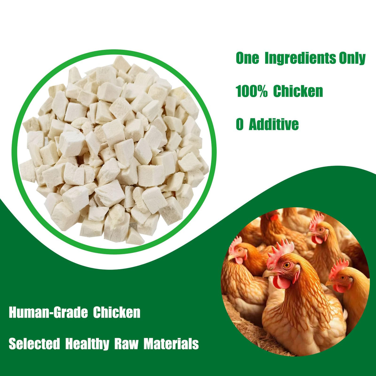 Freeze Dried Chicken Breast Cat Treats and Food 100g 100% Chicken Natural Grain Free Allergen-Free & Hypoallergenic Easy Digestion Nibbles Nutritious Cat, Kitten and Dog Snacks(Small-Sized Cube 10mm) - Sayby’s