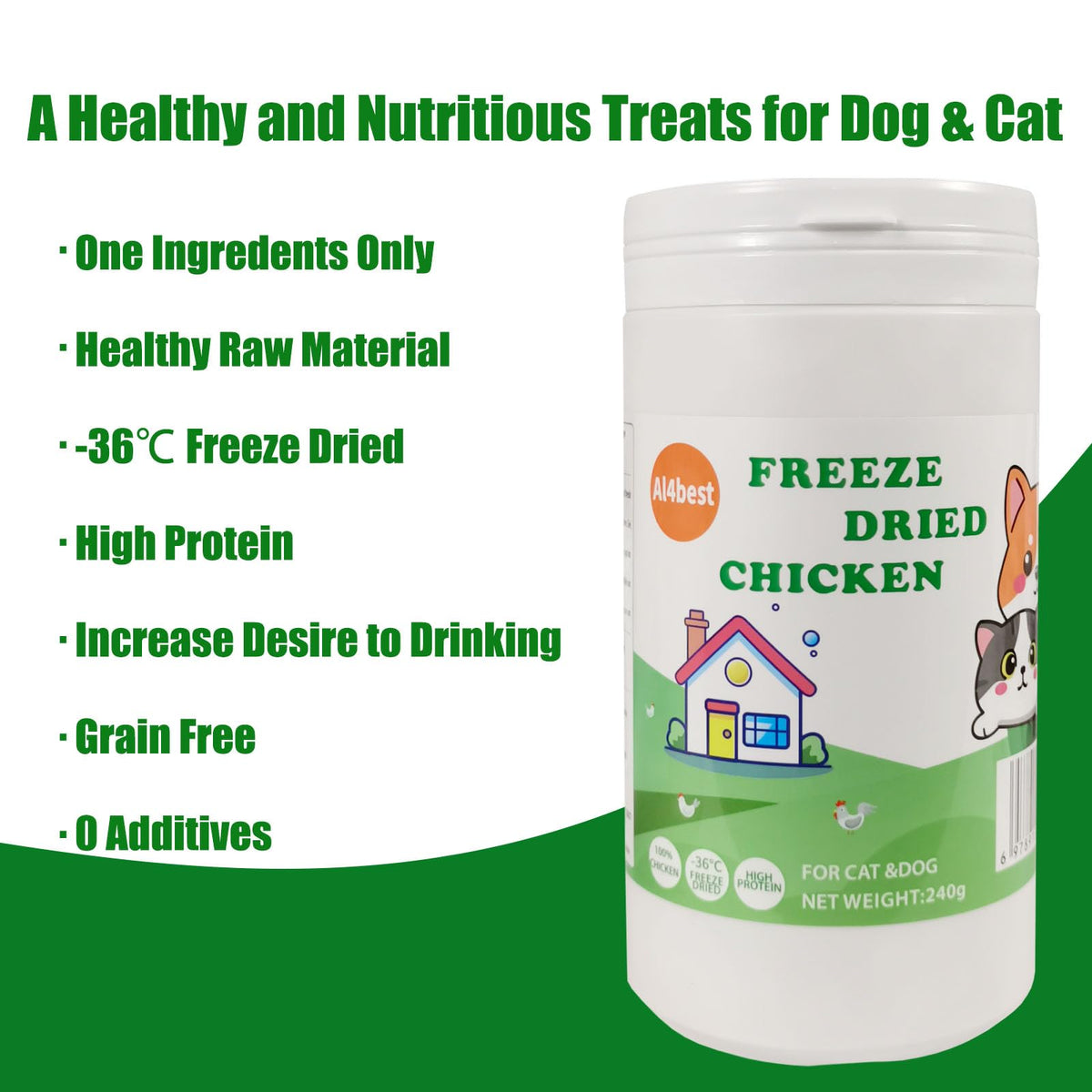 Freeze Dried Chicken Breast Cat Treats and Food 100g 100% Chicken Natural Grain Free Allergen-Free & Hypoallergenic Easy Digestion Nibbles Nutritious Cat, Kitten and Dog Snacks(Small-Sized Cube 10mm) - Sayby’s