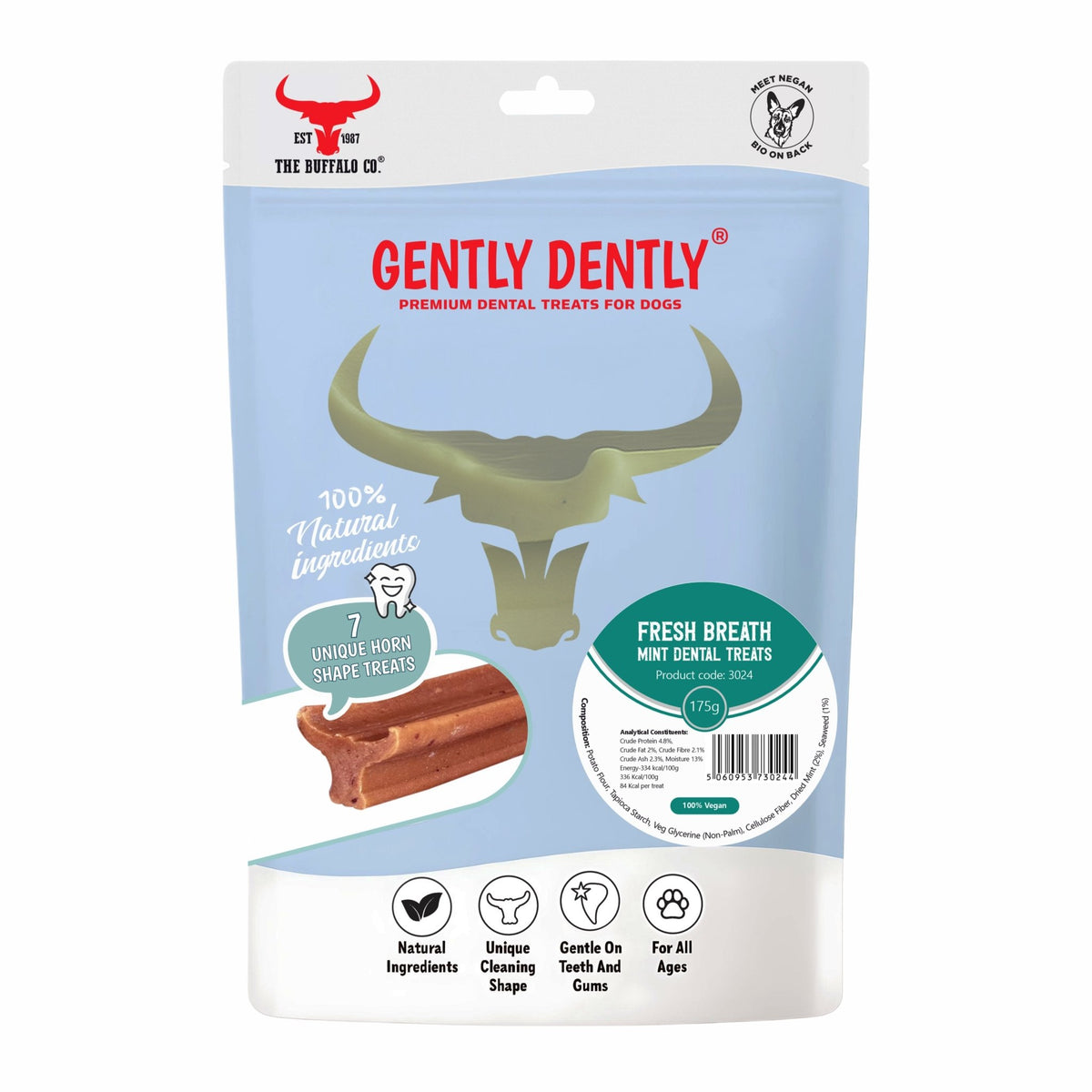 Gently Dently- Fresh Breath Mint Dental Treats for Dogs 175g - Sayby’s